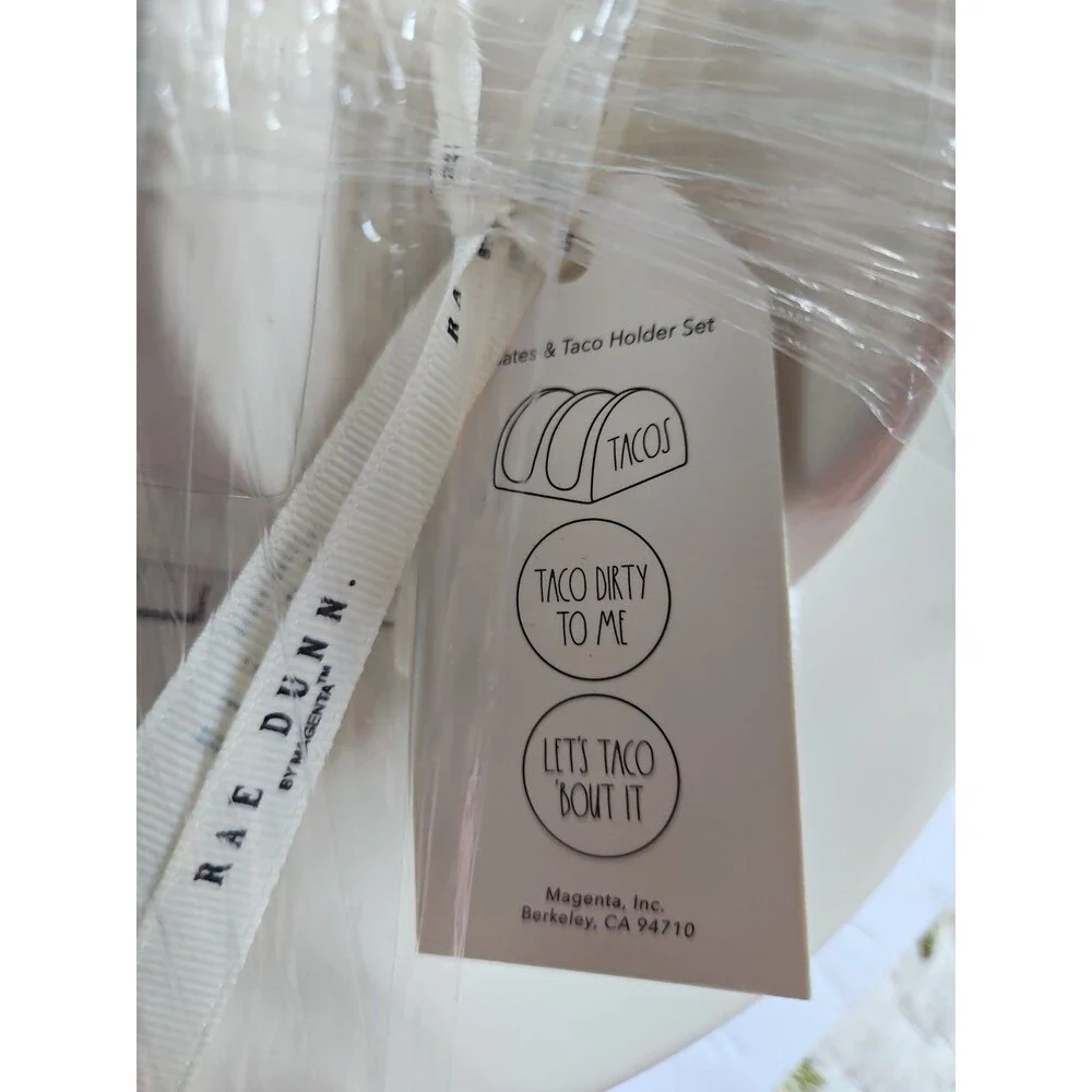 Rae Dunn Tacos Stand And 2 Plate Set NEW With Tags